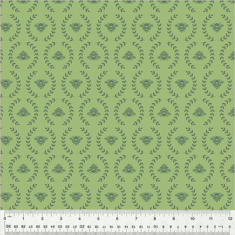 Windham Fabrics Clover & Dot Green Bee Fabric