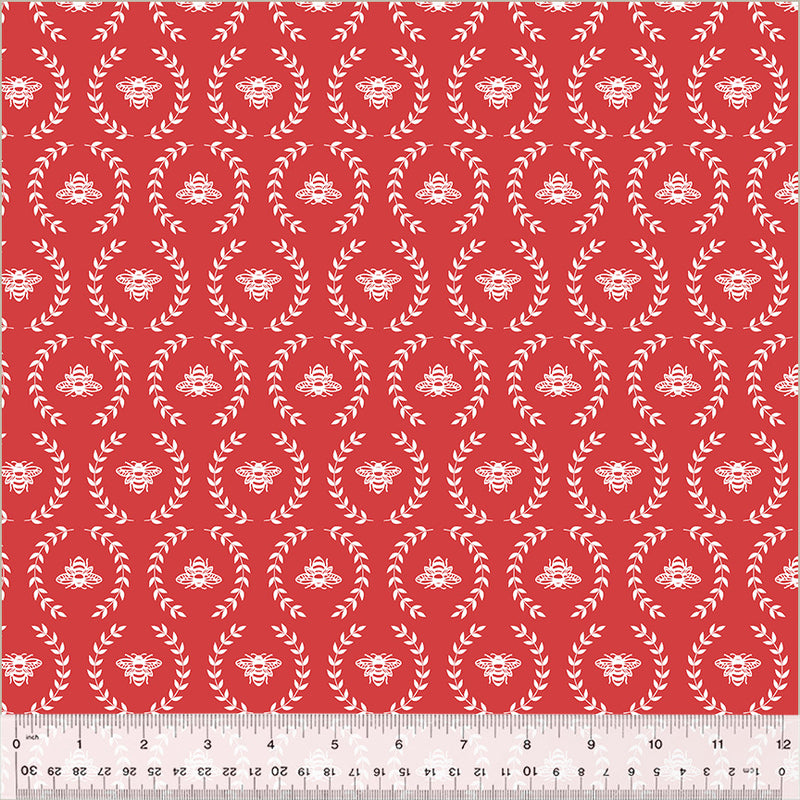 Windham Fabrics Clover & Dot Red Bee Fabric