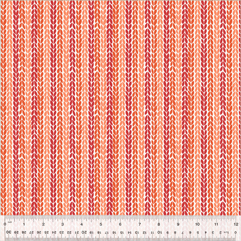 Windham Fabrics Clover & Dot Coral Leaf Stripe Fabric