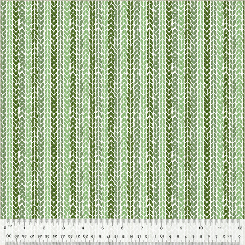 Windham Fabrics Clover & Dot Green Leaf Stripe Fabric