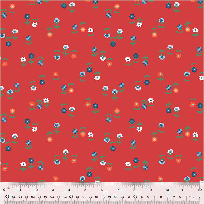 Windham Fabrics Clover & Dot Red Posies Fabric