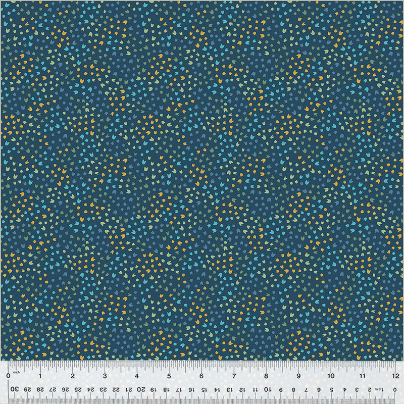 Windham Fabrics Clover & Dot Dark Blue Scattered Petals Fabric