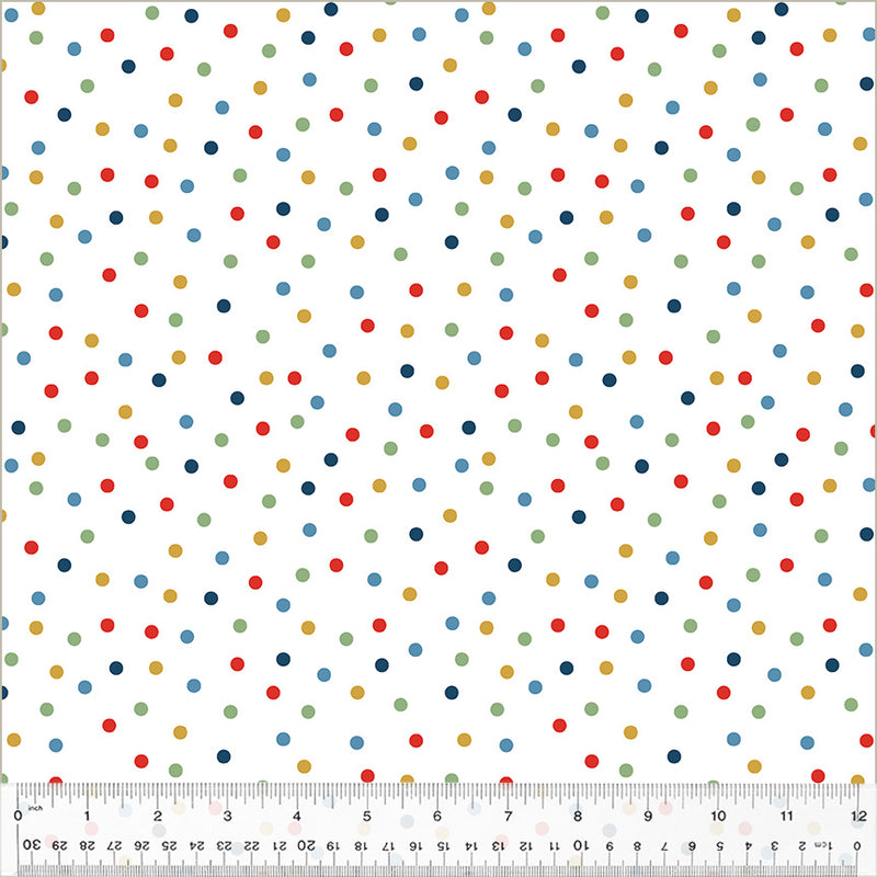 Windham Fabrics Clover & Dot White Polka Dot Fabric