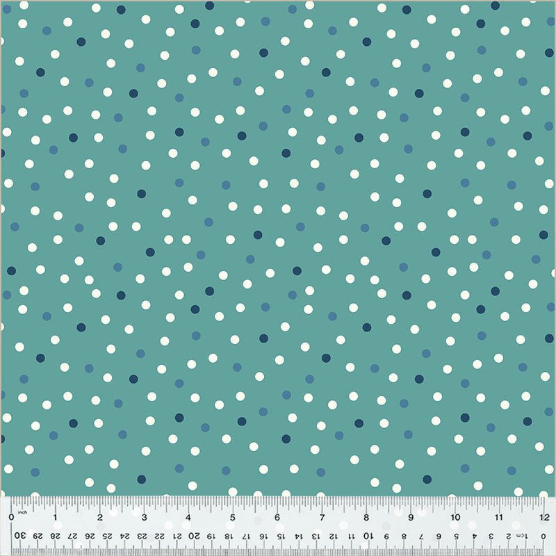 Windham Fabrics Clover & Dot Soft Teal Polka Dot Fabric