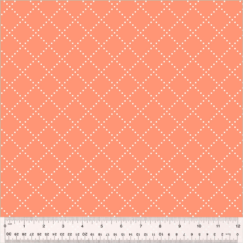 Windham Fabrics Clover & Dot Coral Bias Grid Fabric