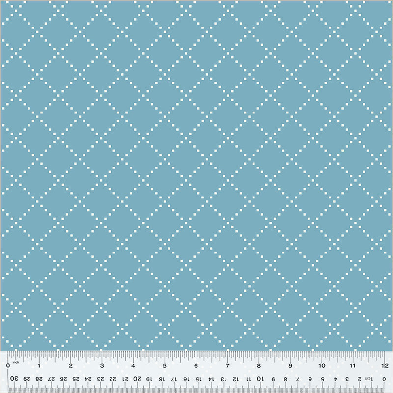 Windham Fabrics Clover & Dot Cerulean Bias Grid Fabric