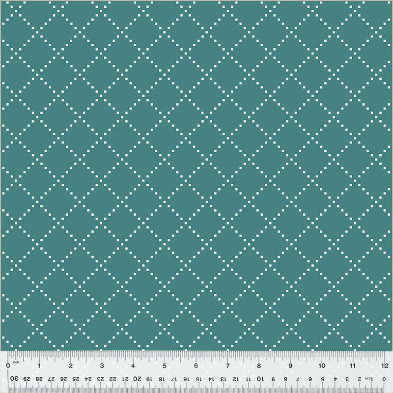 Windham Fabrics Clover & Dot Teal Bias Grid Fabric