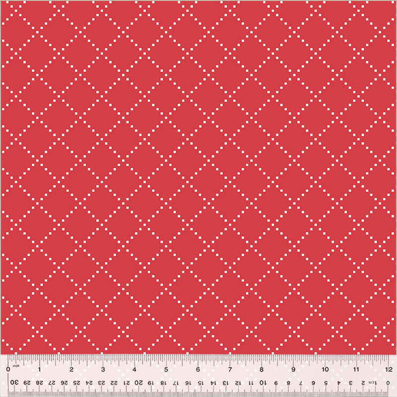 Windham Fabrics Clover & Dot Red Bias Grid Fabric