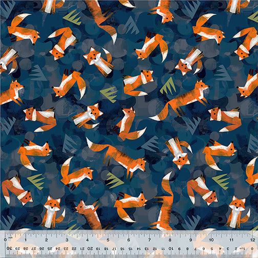 Windham Fabrics Wild North Navy Foxes Fabric