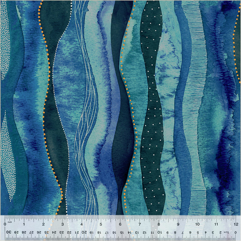 Windham Fabrics Ebb And Flow Cascade Metallic Marine Fabric