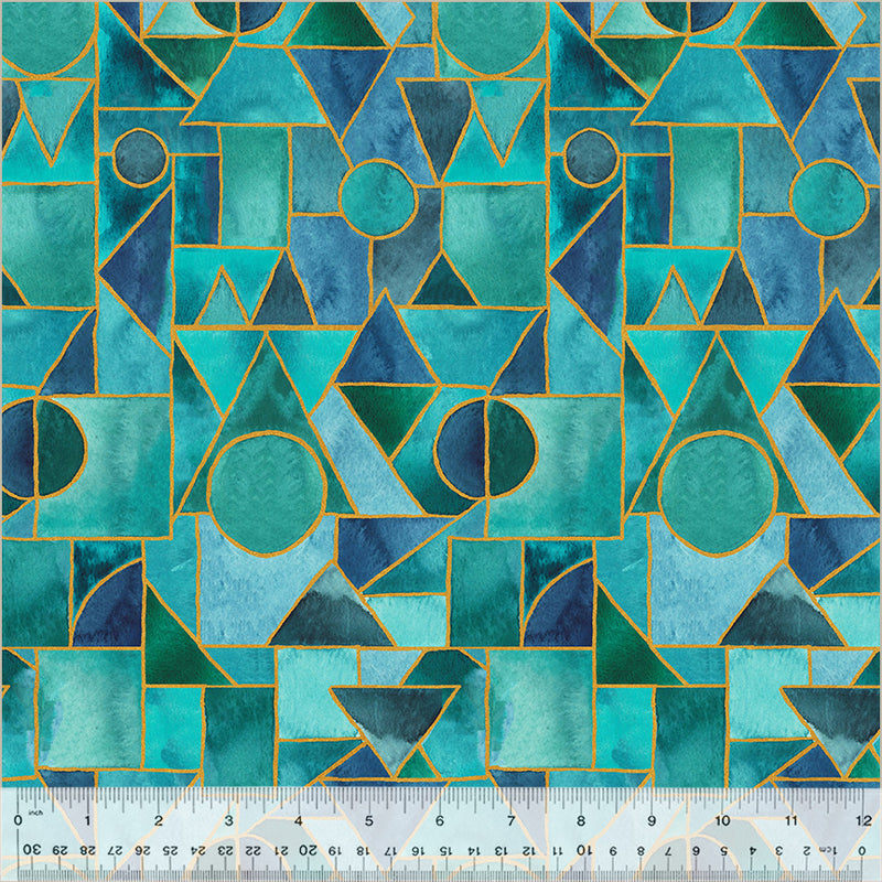 Windham Fabrics Ebb And Flow Sea Glass Metallic Aqua Fabric