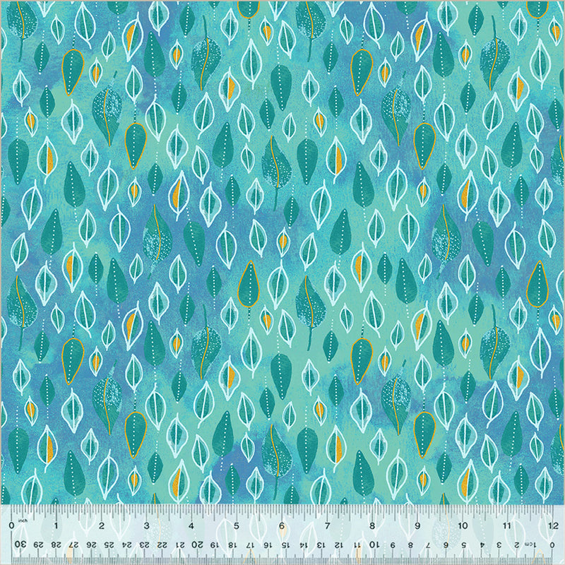 Windham Fabrics Ebb And Flow Trickle Metallic Turquoise Fabric