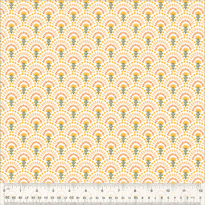 Windham Fabrics Harvest Gathering Cobblestone Bloom Cloud White Fabric