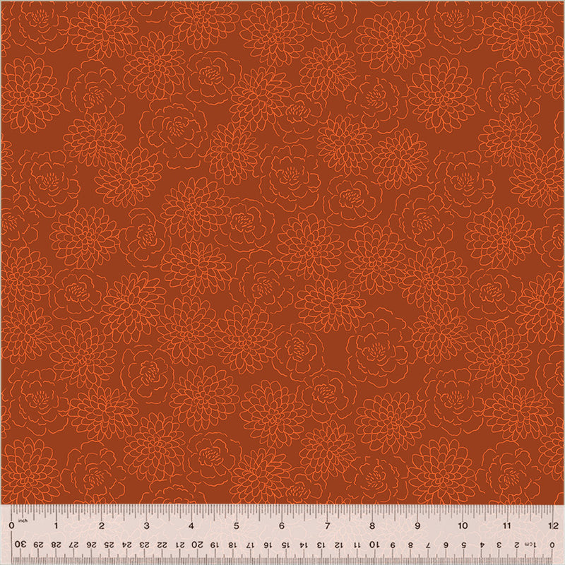 Windham Fabrics Harvest Gathering Floral Imprint Pumpkin Spice Fabric