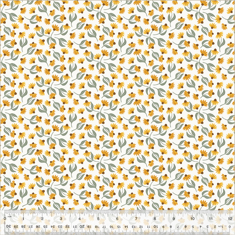 Windham Fabrics Harvest Gathering Daisy Field Cloud White Fabric