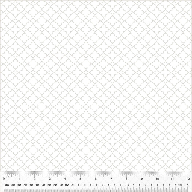 Windham Fabrics Icing Quatrefoil White On White Fabric