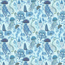 Windham Fabrics Deep Blue Jellyfish Field Aqua Fabric