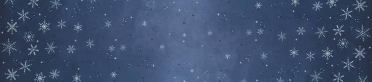 Moda Ombre Flurries Metallic Snowflakes Indigo Fabric