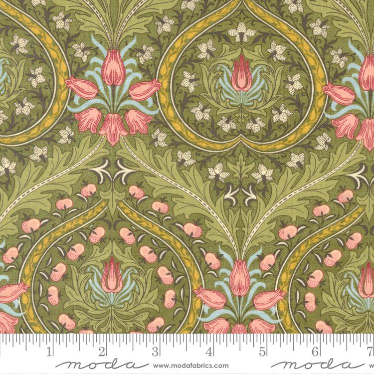 Moda Morris Meadow Eden Damask Fennel Green Fabric