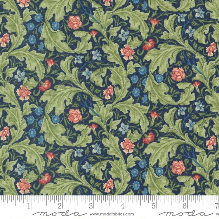 Moda Morris Meadow Liecester Small Leaf Kelmscott Blue Fabric