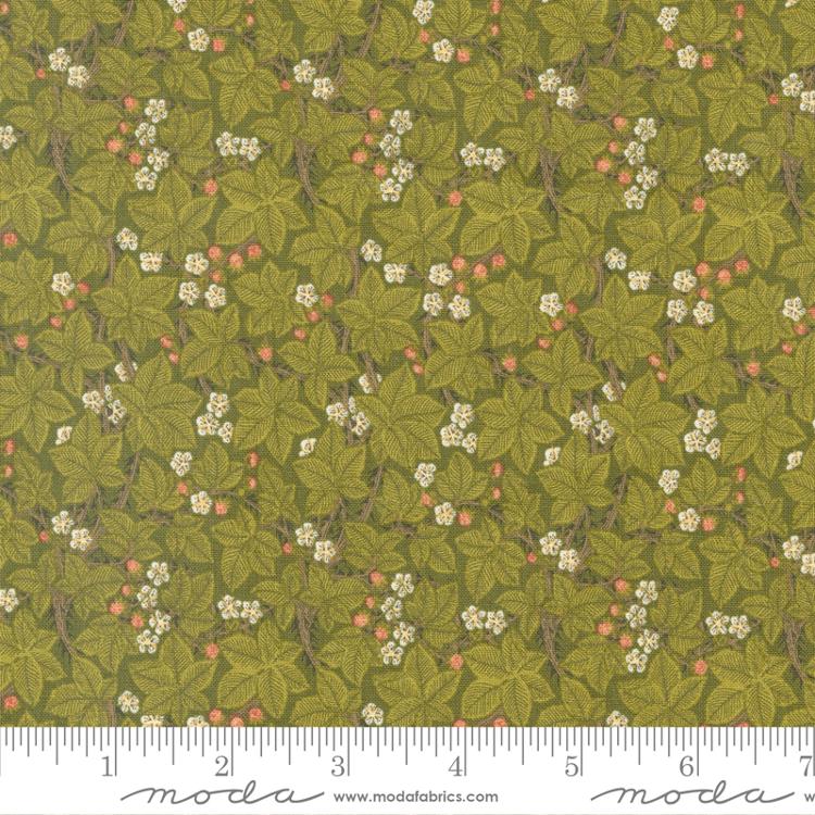 Moda Morris Meadow Bramble Small Floral Leaf Fennel Green Fabric
