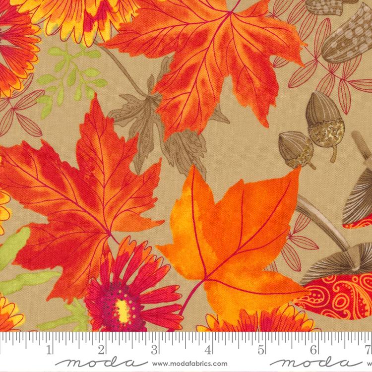 Moda Forest Frolic Indian Blanket Flowers Caramel Fabric