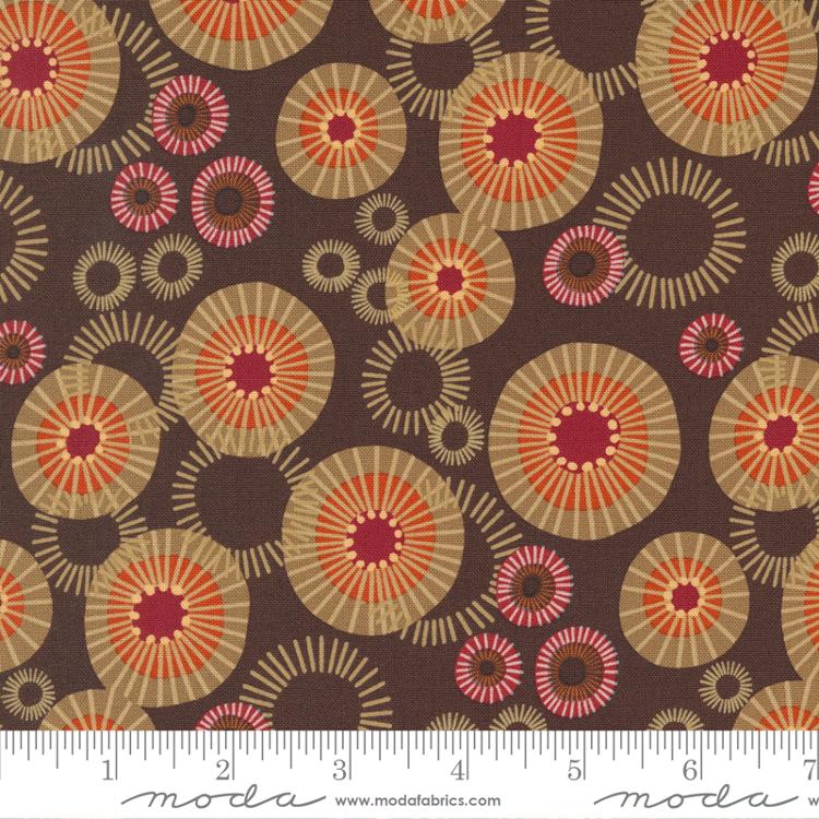 Moda Forest Frolic Mod Indian Blanket Dots Chocolate Fabric