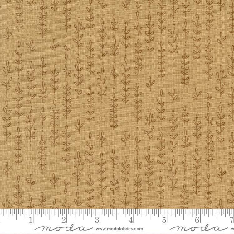 Moda Forest Frolic Leafy Stripes Caramel Fabric