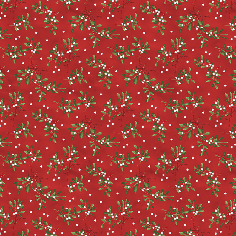 Wilmington Prints Our Gnome To Yours Mistletoe Toss Red Fabric