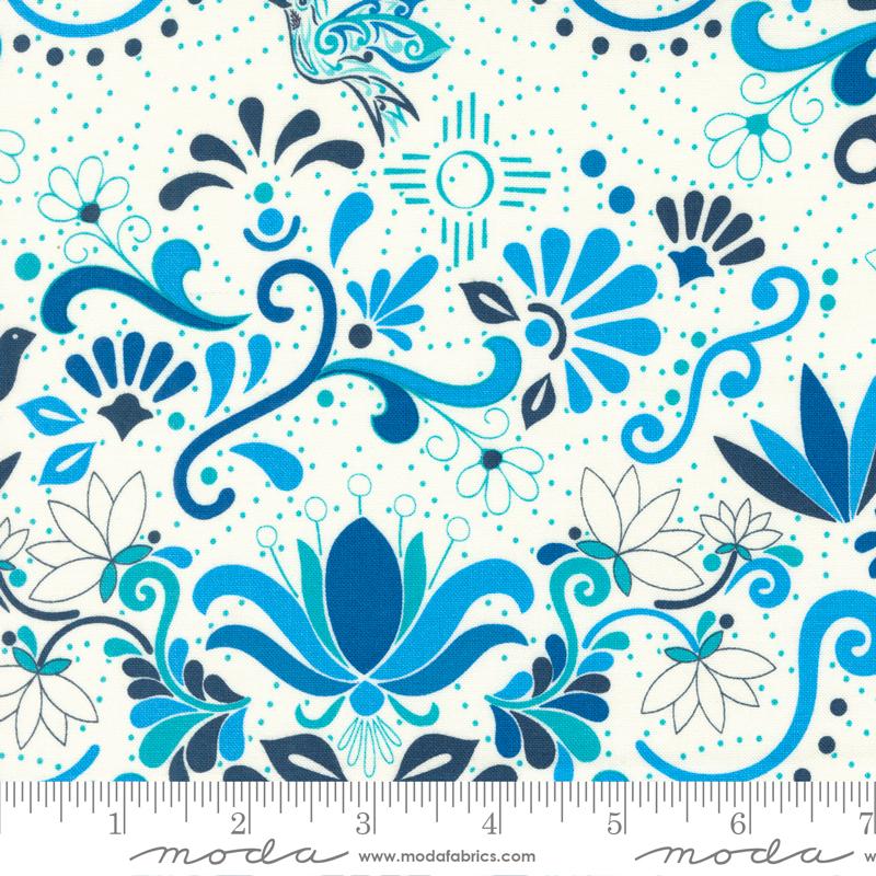Moda Land Of Enchantment Talavera Florals Hacienda Blue Fabric