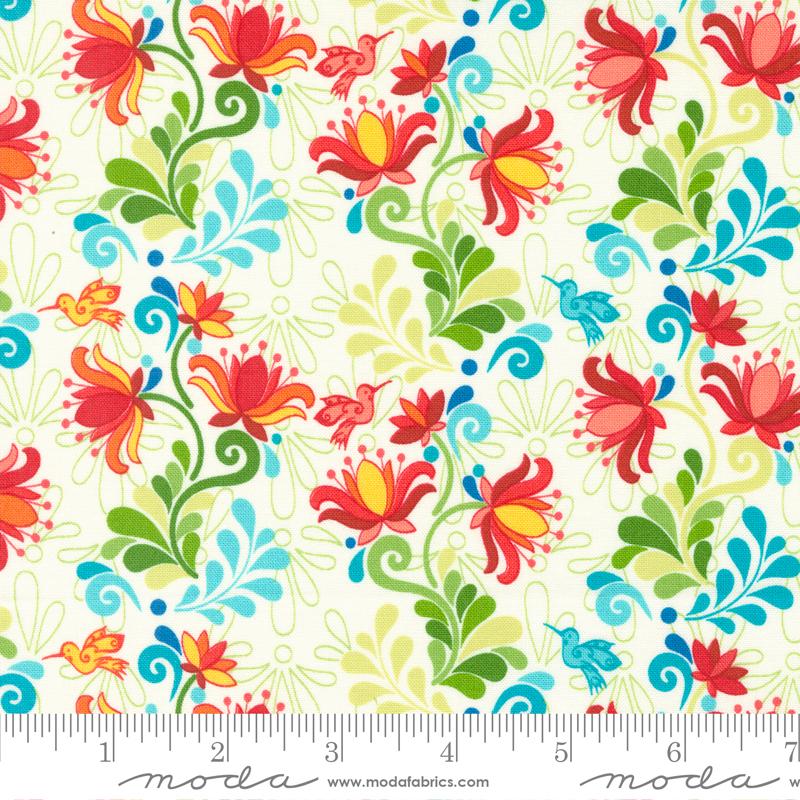 Moda Land Of Enchantment Yucca Florals Marshmallow White Fabric