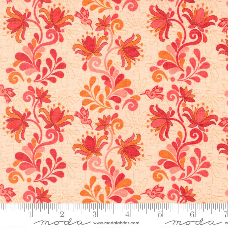 Moda Land Of Enchantment Yucca Florals Flamingo Feathers Fabric