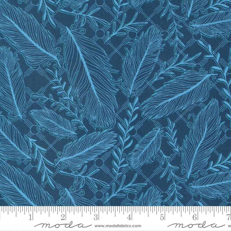 Moda Land Of Enchantment Pluma Feather Superior Blue Fabric