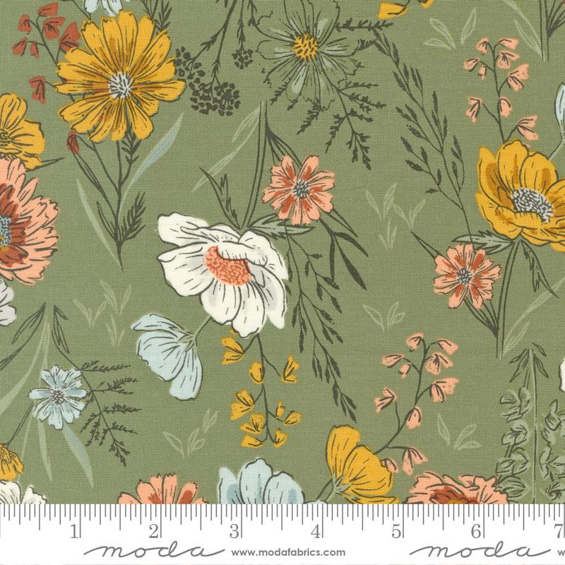 Moda Woodland Wildflowers Wonder Florals Stones Moss Fabric