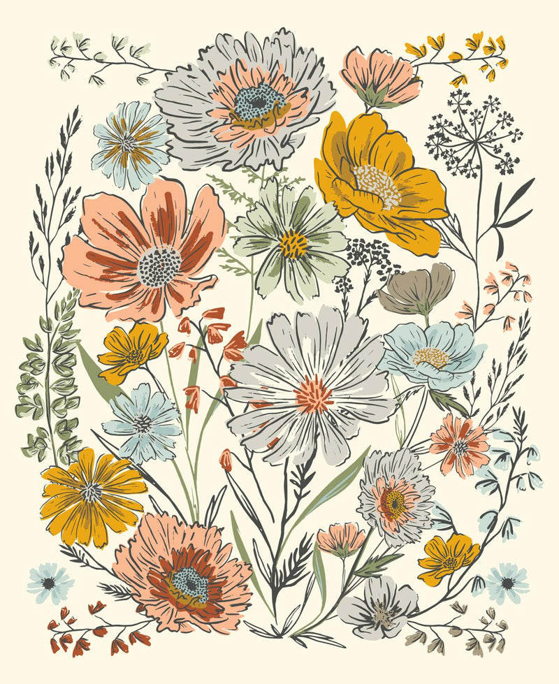 Moda Woodland Wildflowers Cream Panel