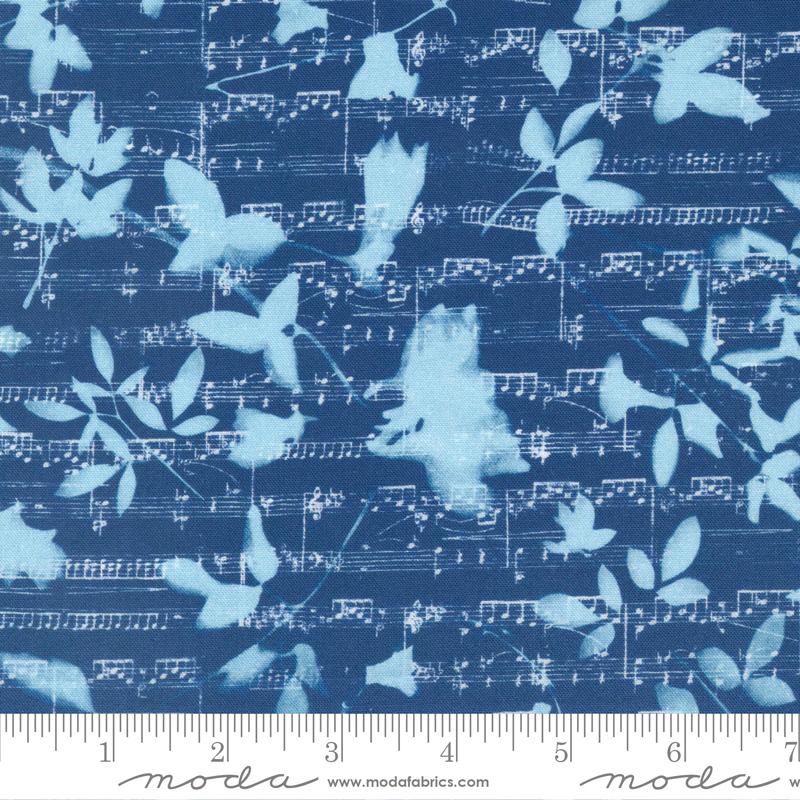 Moda Bluebell Peploe Music Prussian Blue Fabric