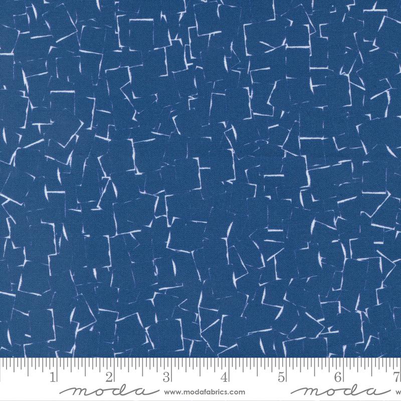 Moda Bluebell Shadow Graph Geo Prussian Blue Fabric