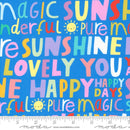 Moda Whatever The Weather Typography Stripes Bright Sky Fabric