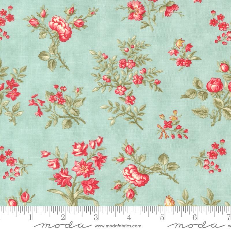 Moda Collections For A Cause Etchings Grateful Garden Aqua Fabric