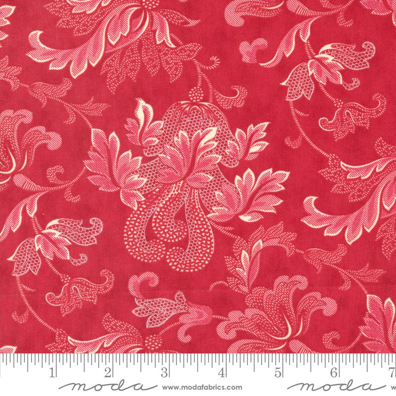Moda Collections For A Cause Etchings Friendly Flourish Red Fabric