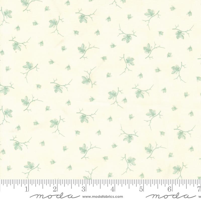 Moda Collections For A Cause Etchings Brave Butterfly Parchment Aqua Fabric