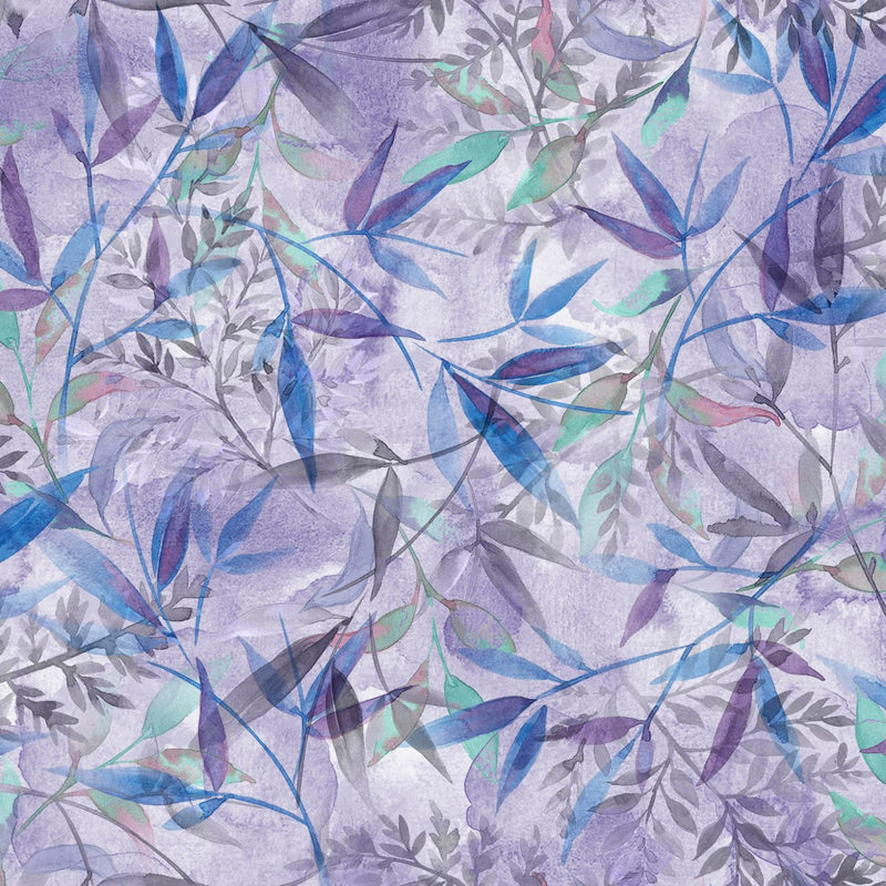 Oasis Fabrics Mystic Nature 2 Leaves Lilac Fabric
