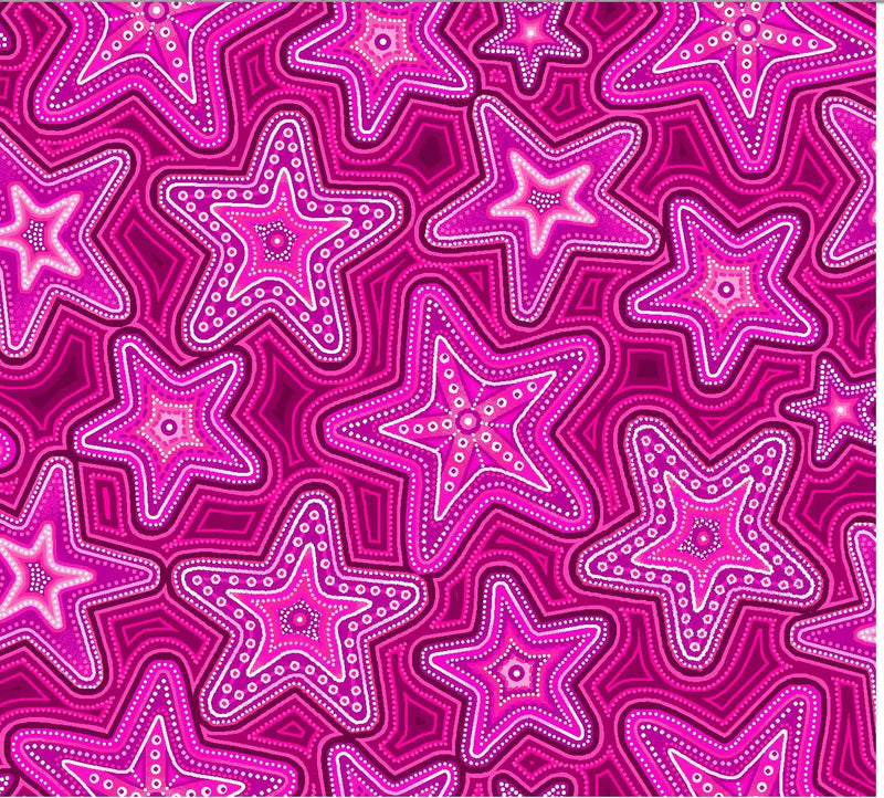 Oasis Fabrics Sahul Land Pink Stars Fabric