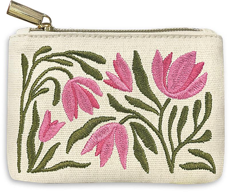 Embroidered Flower Market Tulip Coin Bag