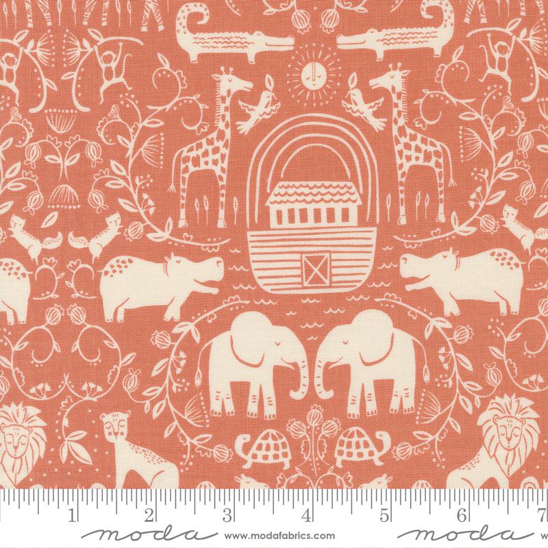 Moda Noah's Ark Two By Two Coral Fabric