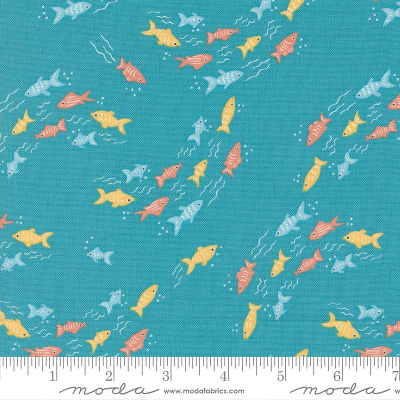 Moda Noah's Ark Fishy Fish Teal Fabric