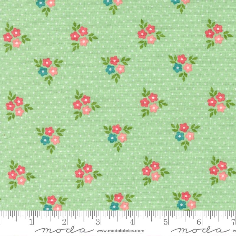Moda Strawberry Lemonade Mint Bouquet Dots Fabric