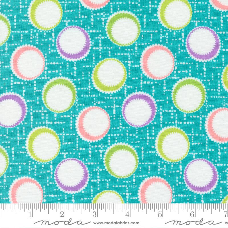 Moda On The Bright Side Blue Razz Inner Dots Geo Fabric