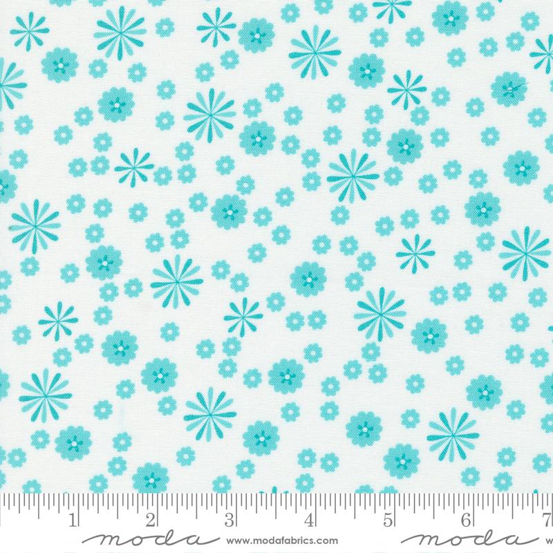 Moda On The Bright Side Sugar Blue Rainy Flowers Fabric