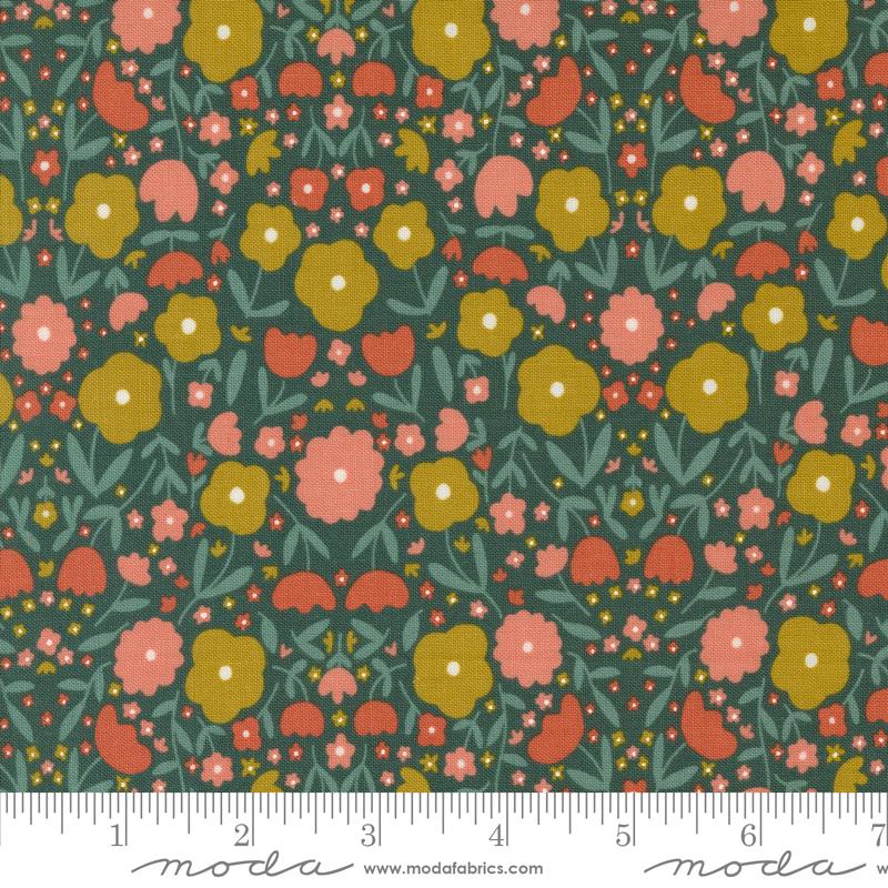 Moda Imaginary Spruce Peppy Petals Fabric